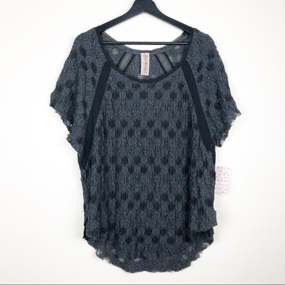 Free People Charcoal Gray Scrunched Top